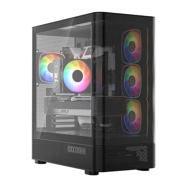 MODECOM computerkast Volcano AQ300 ARGB Midi Zwart