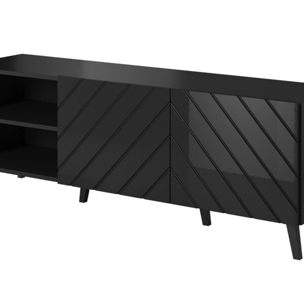 RTV kast ABETO 150x42x52 zwart glanzend