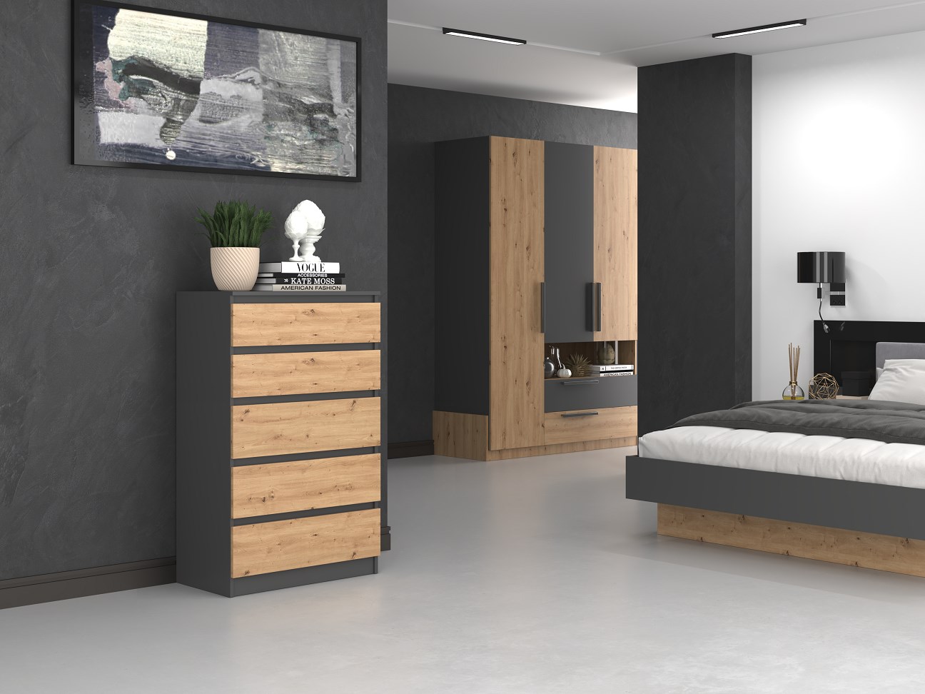 Topeshop M5 ANTRACYT/ARTISAN ladenkast