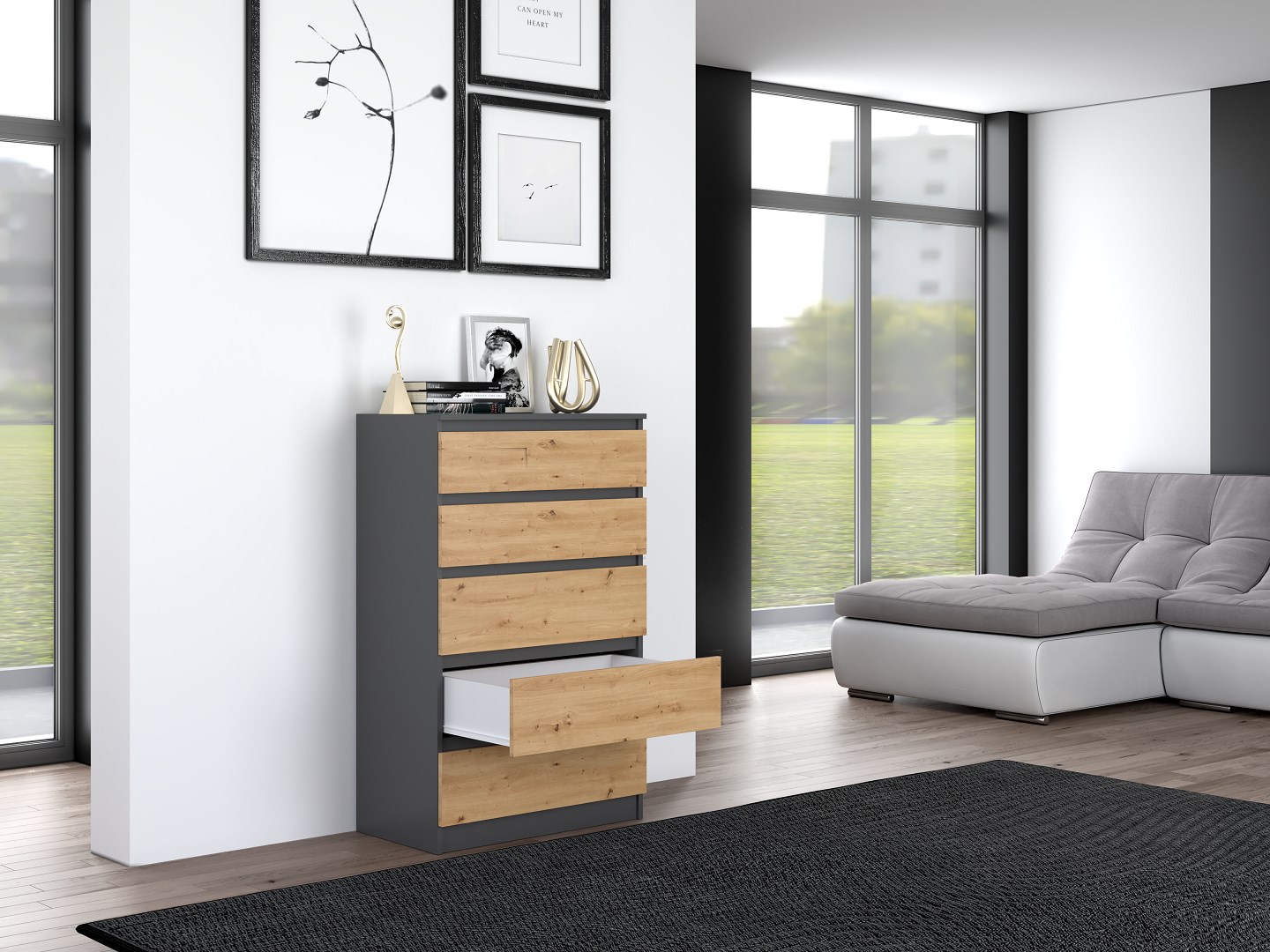 Topeshop M5 ANTRACYT/ARTISAN ladenkast
