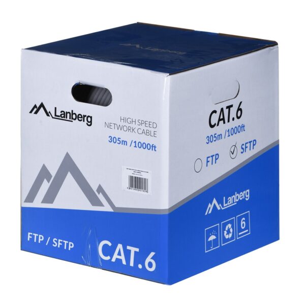 Lanberg LCS6-11CU-0305-S netwerkkabel 305 m Cat.6 SFTP CPR+ Fluke passed Grijs