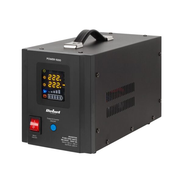 Rebel POWER-1000 noodstroomvoorziening – omvormer met zuivere sinusgolf en oplaadfunctie 12V 230V 1000VA/700W