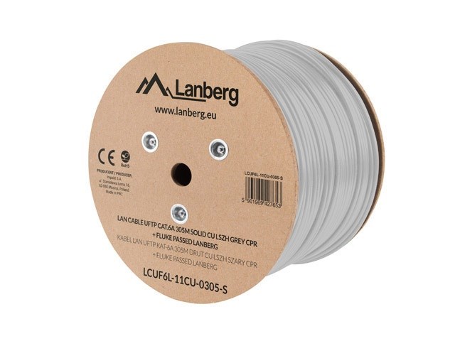 LANBERG UFTP KABEL CAT. 6A 305M CU LSZH GRIJS DRAAD