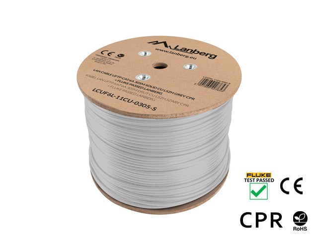 LANBERG UFTP KABEL CAT. 6A 305M CU LSZH GRIJS DRAAD