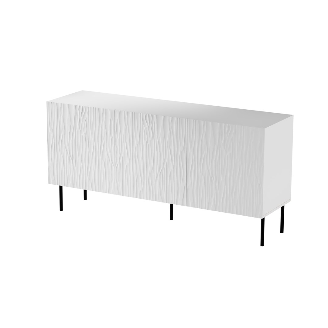 JUNGLE commode 152x40,5x74,5 wit mat + zwarte poten