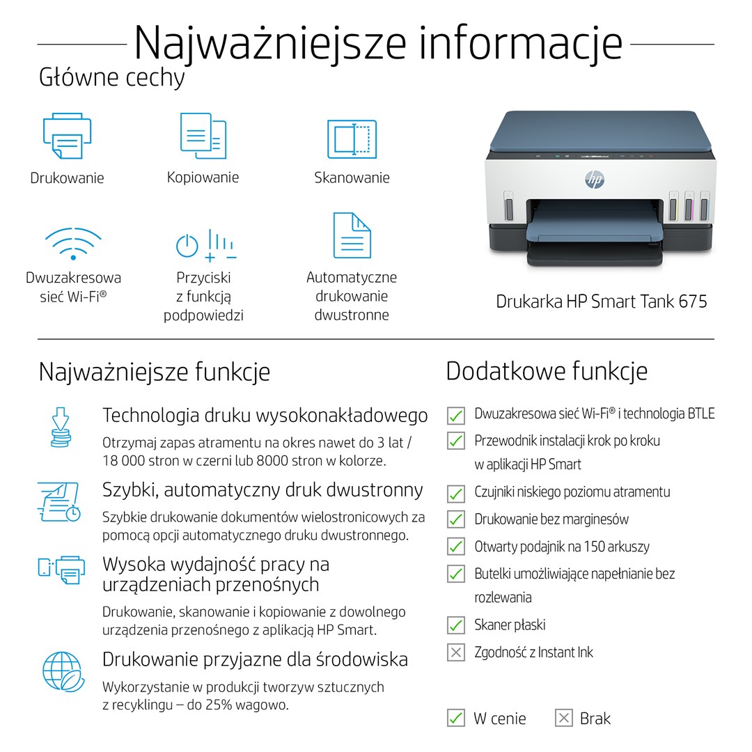 HP Smart Tank 675 All-in-One Thermische inkjet A4 4800 x 1200 DPI 12 ppm Wifi
