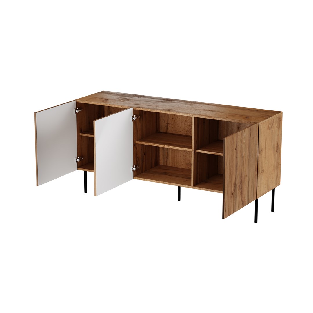 JUNGLE commode 152x40,5x74,5 eik wotan + zwarte poten