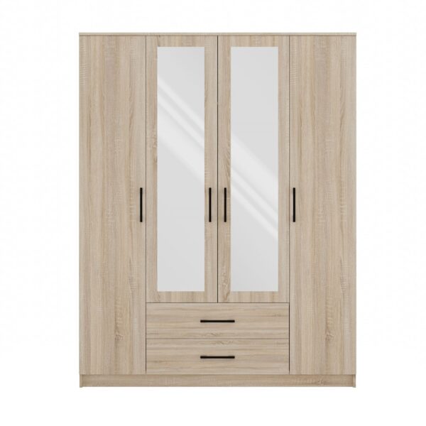 Topeshop ROMANA 160 SON Kledingkast & kast voor slaapkamer 11 schappen 4 deur(en) Eiken Garderobe